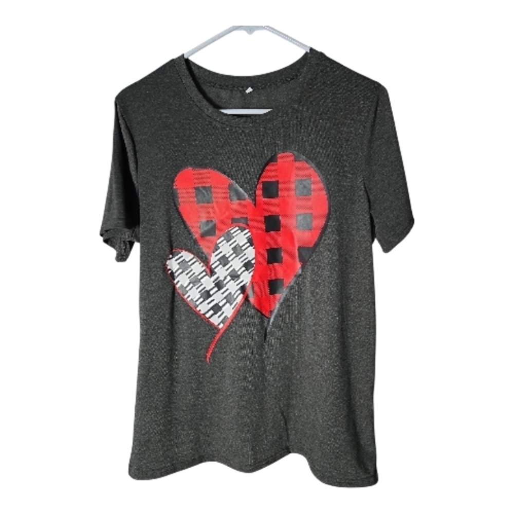 Custom Made Heart Graphic Women's Tee - Black and Red